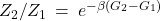 Z_2/Z_1 \:=\:  e^{-\beta (G_2 - G_1)}