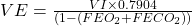 VE  = \frac{VI \times 0.7904}{(1 - (FEO_{2} + FECO_{2}))}