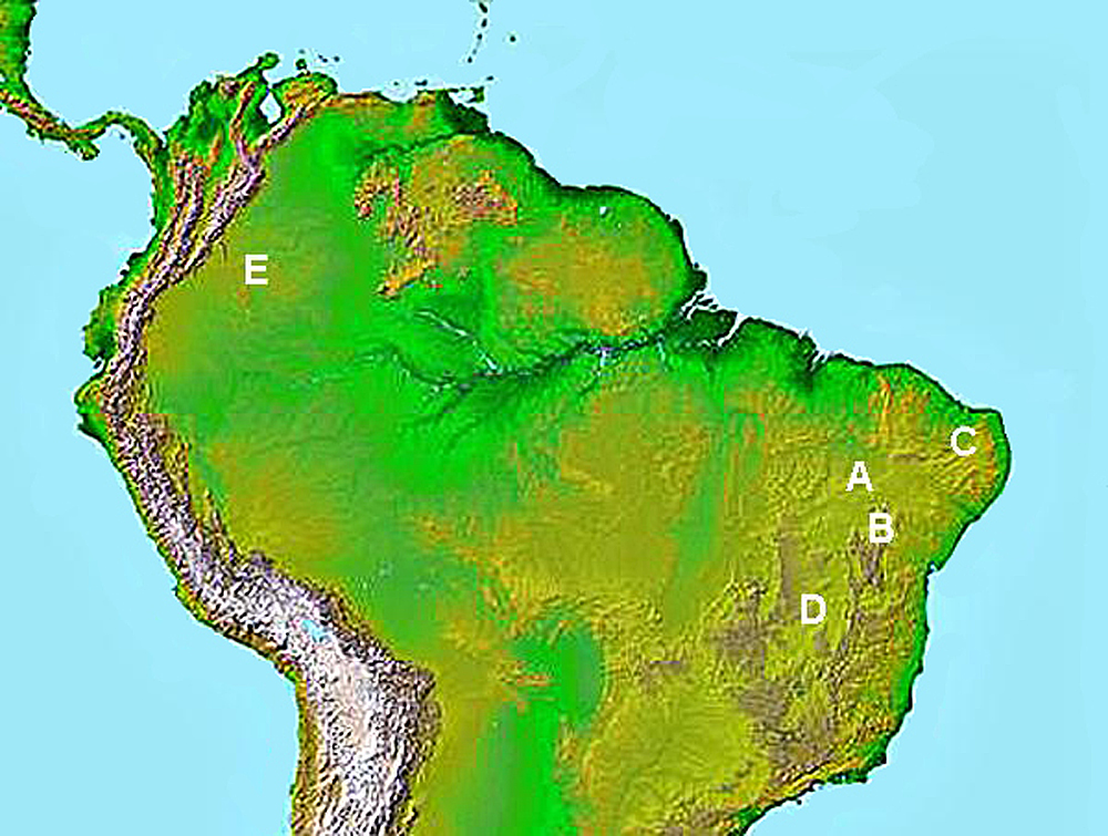 Map of South America showing the location of Serra da Capivara