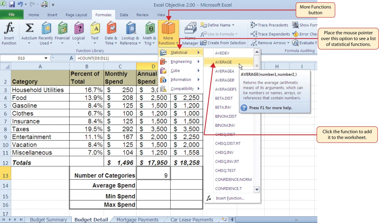 2 3 Mathematical Statistical Functions Excel For Decision Making