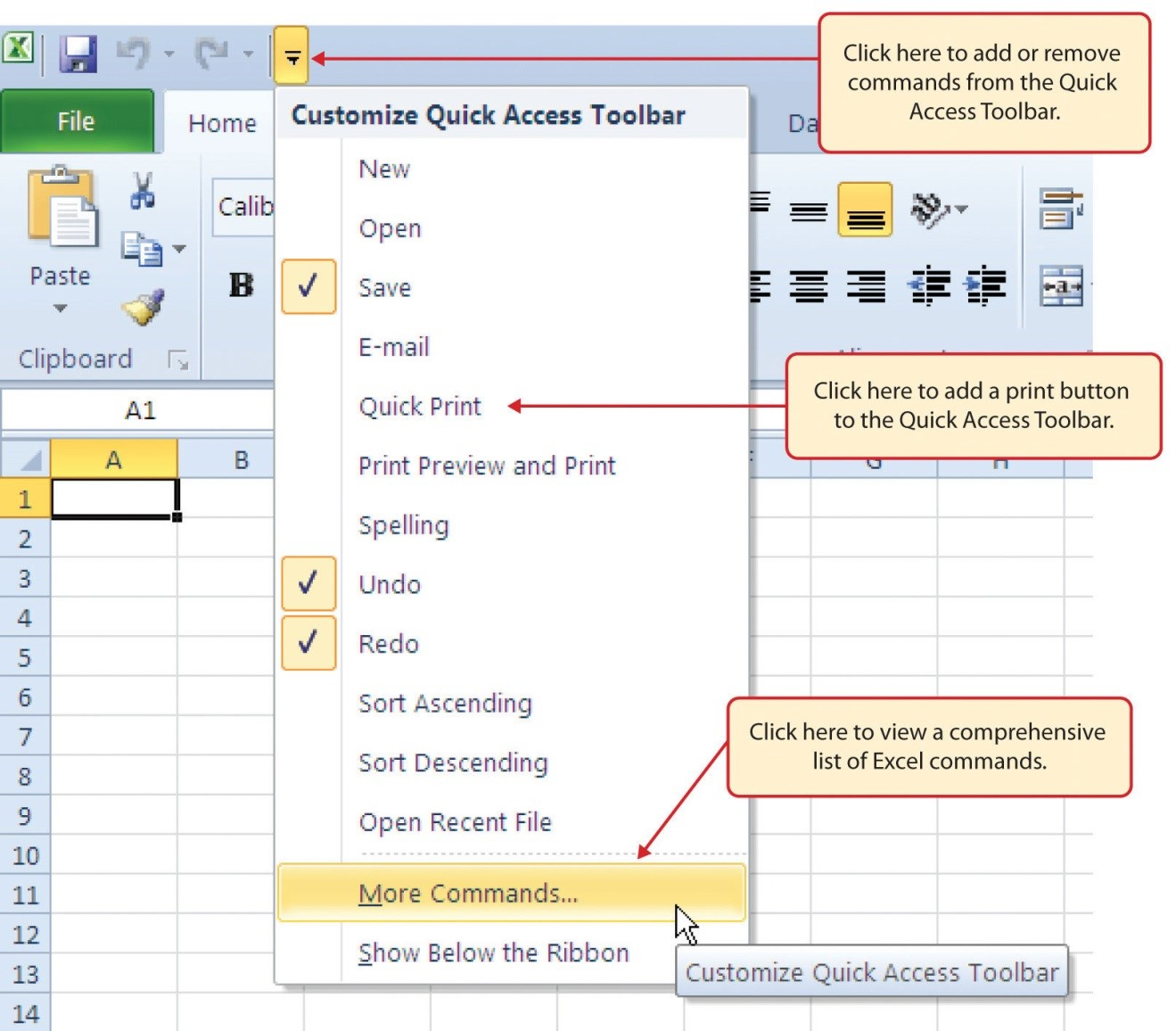 excel 2016 quick access toolbar gone