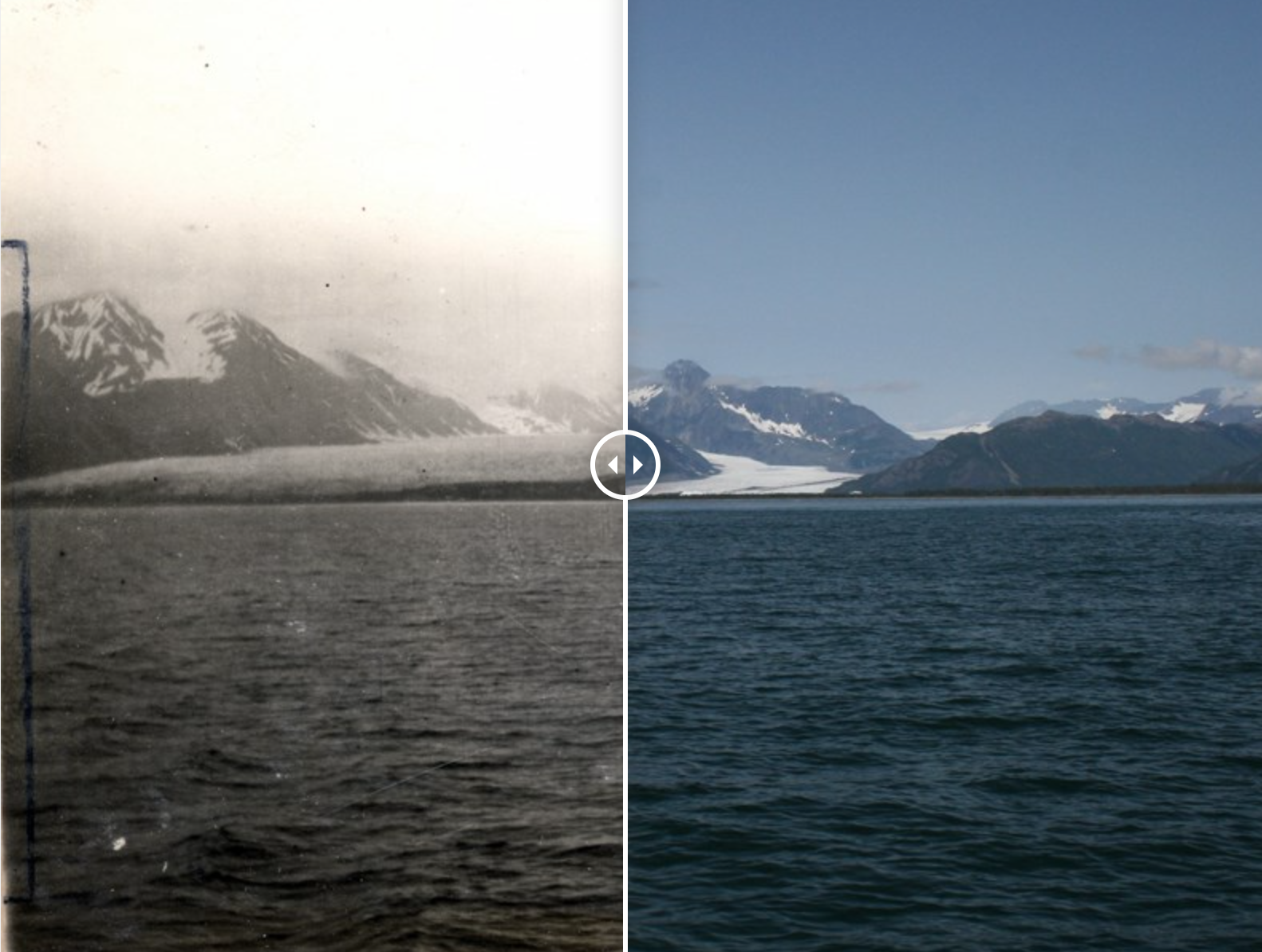 Comaprison of Bear Glacier in 1909 and 2021