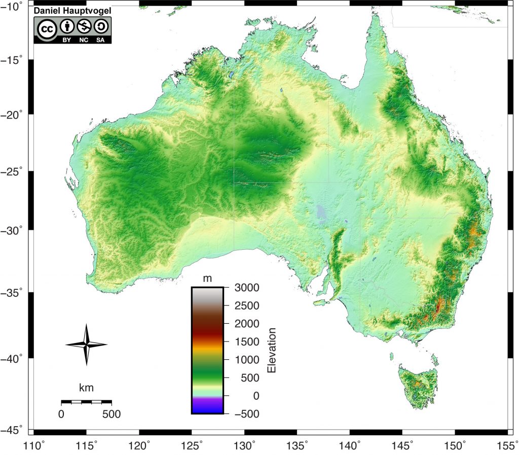 This is a topography map of Australia.