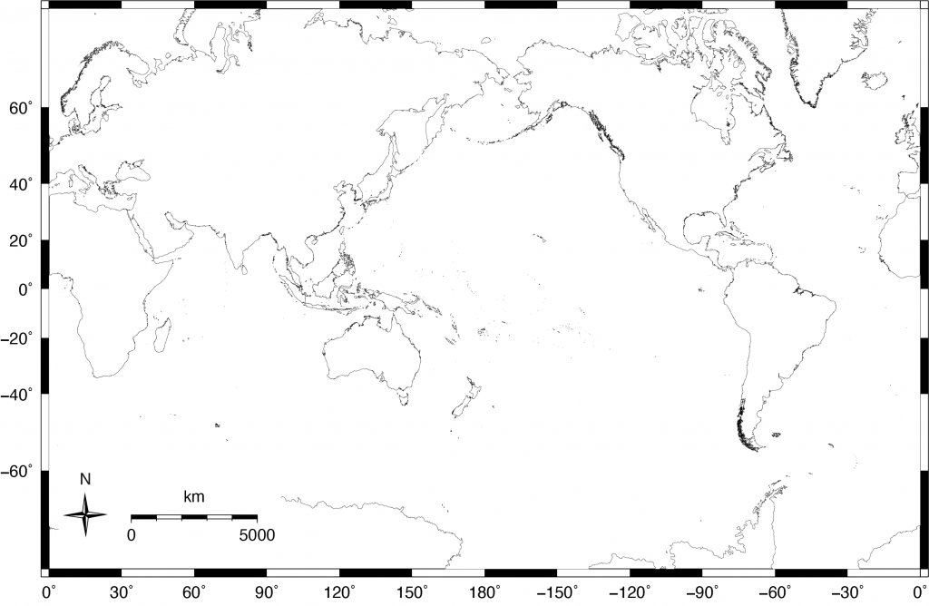A blank Mercator map of the world to be used in Exercise 1.2.