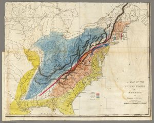 First known geological map of the eastern and central parts of the United States by William Maclure. 