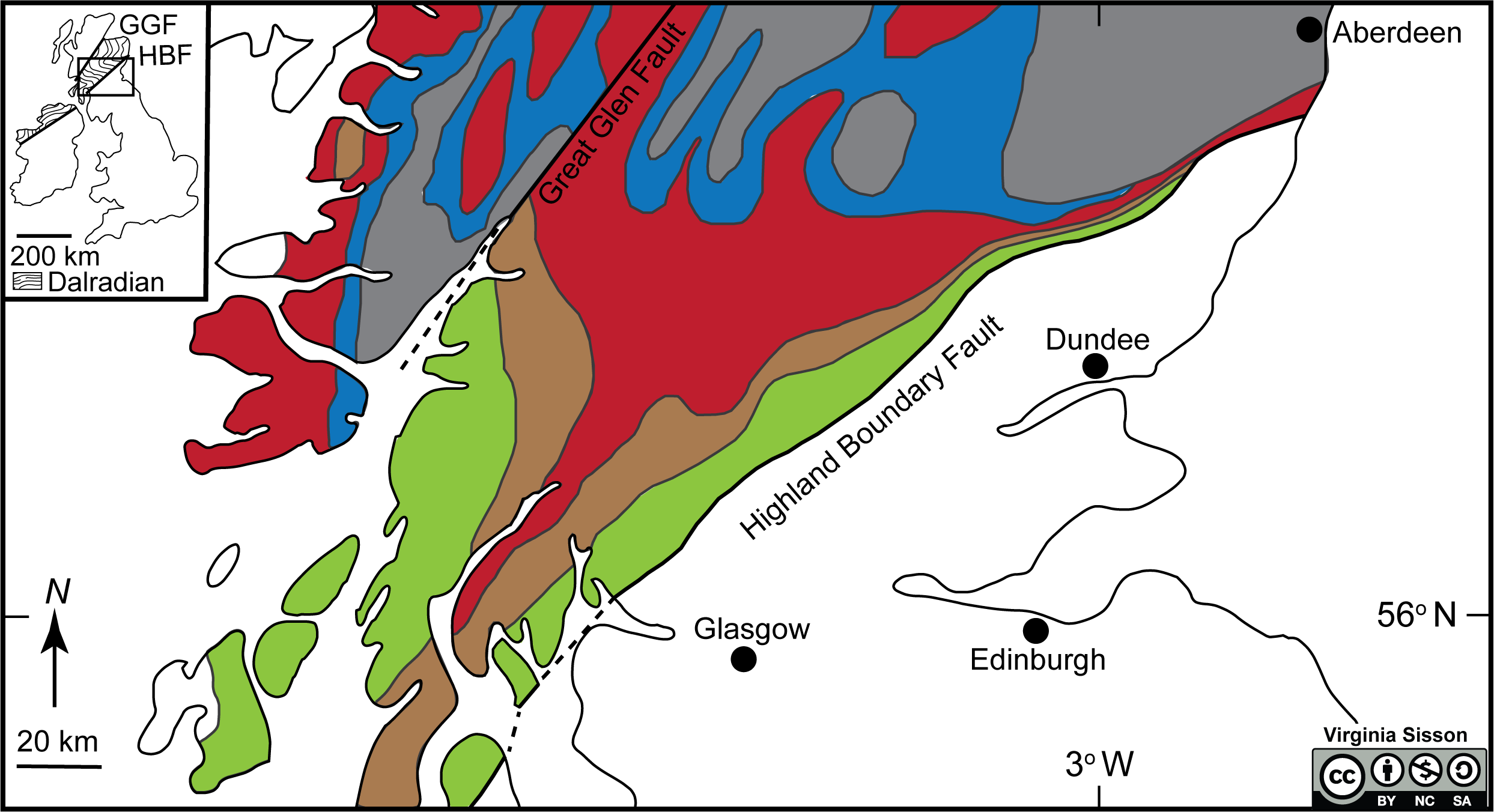 Barrovian metamorphic zones of northern Scotland.