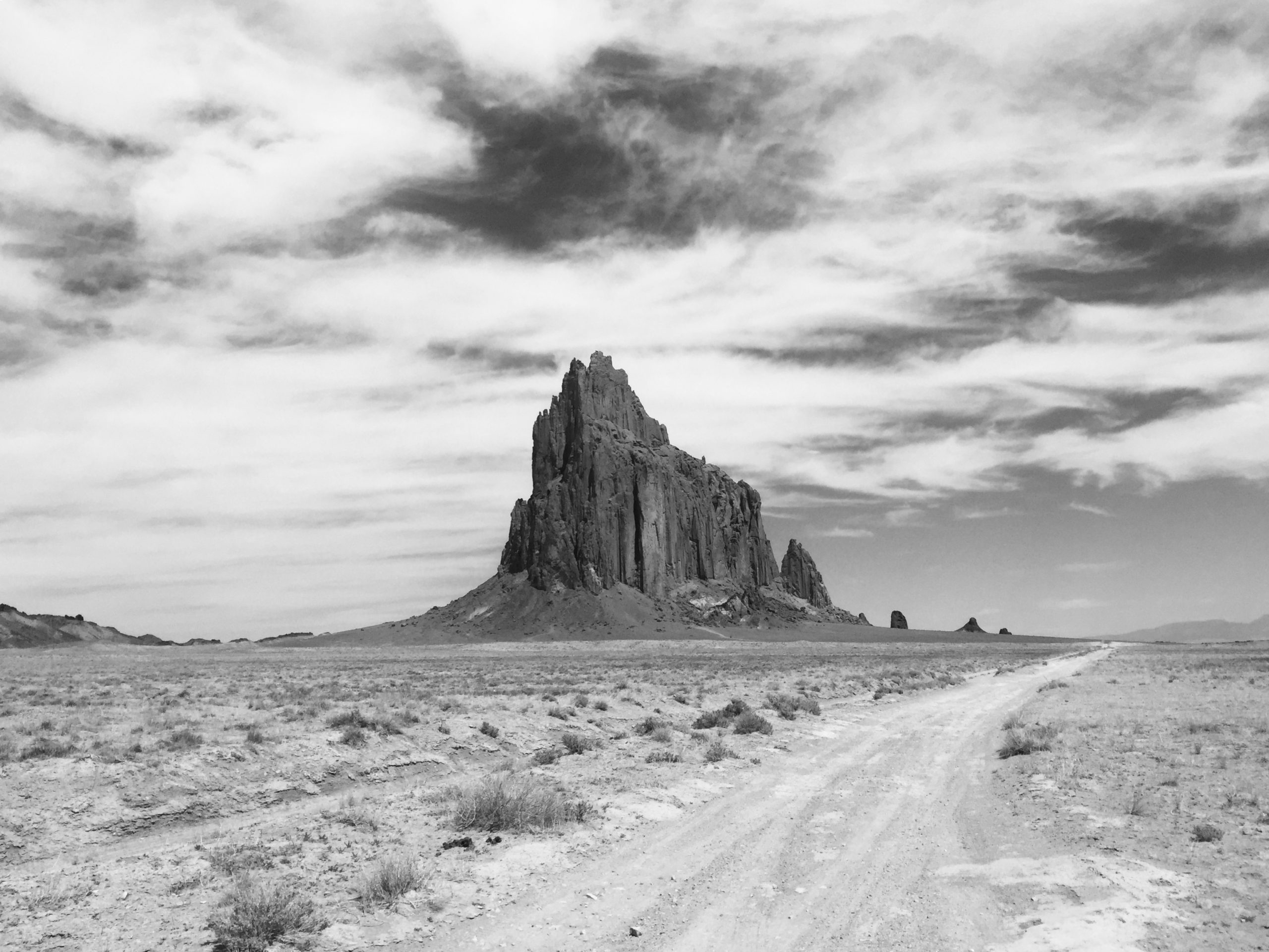 Photo of a volcanic neck in New Mexico desert