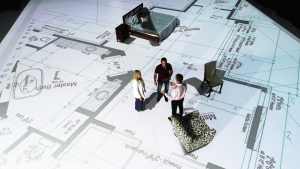 Using Extended Reality walking 1-to-1 scale of A Blueprint of A Building