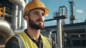 Construction Worker Wearing Hard Hat